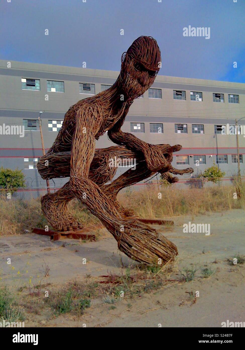 Giant steel sculpture in an empty lot in West Oakland, California, USA. Stock Photo