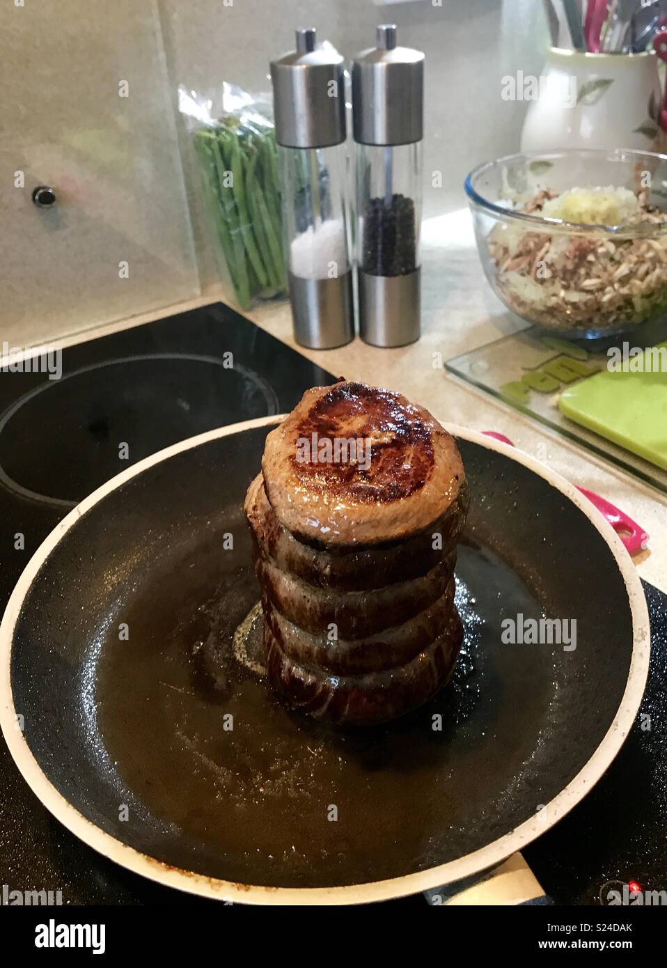 Seared beef tenderloin in preparation for a beef wellington Stock Photo Alamy
