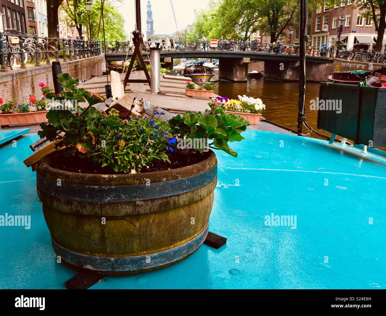 Boat house in Amsterdam - Smartphone Captured Stock Image