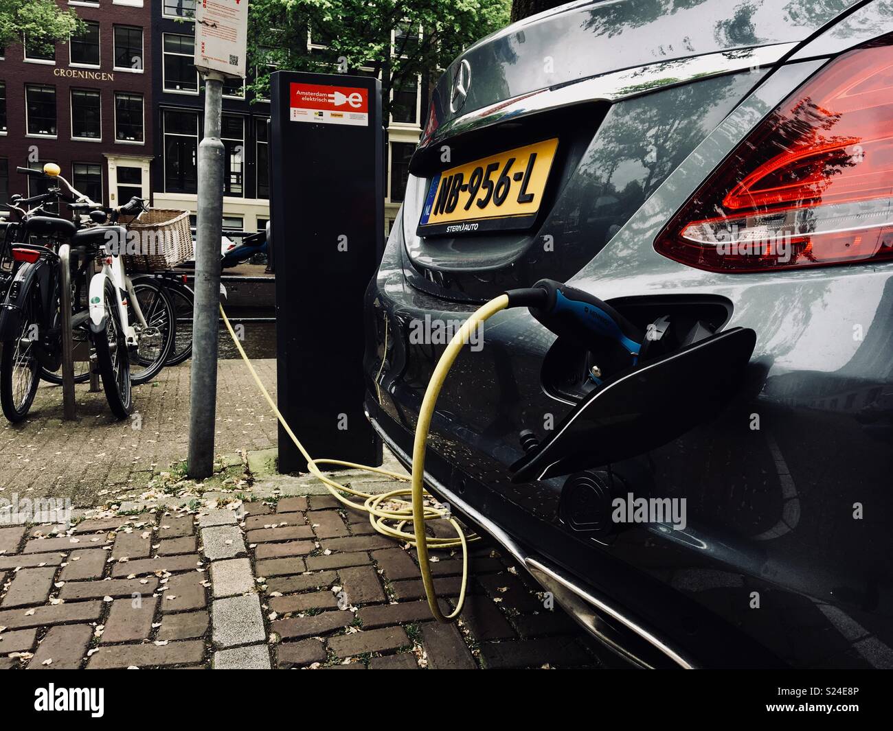 Electric car - Smartphone Captured Stock Image