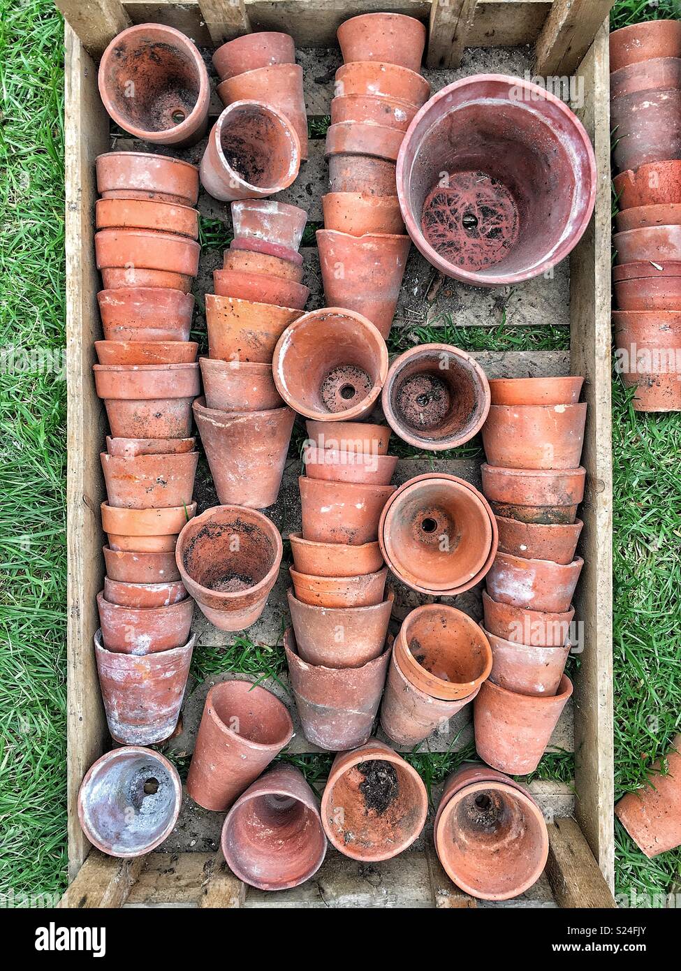 Old clay plant pots Stock Photo
