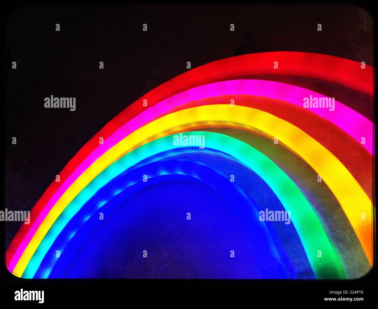 Bright Rainbow LED neon lights - Smartphone Captured Stock Image