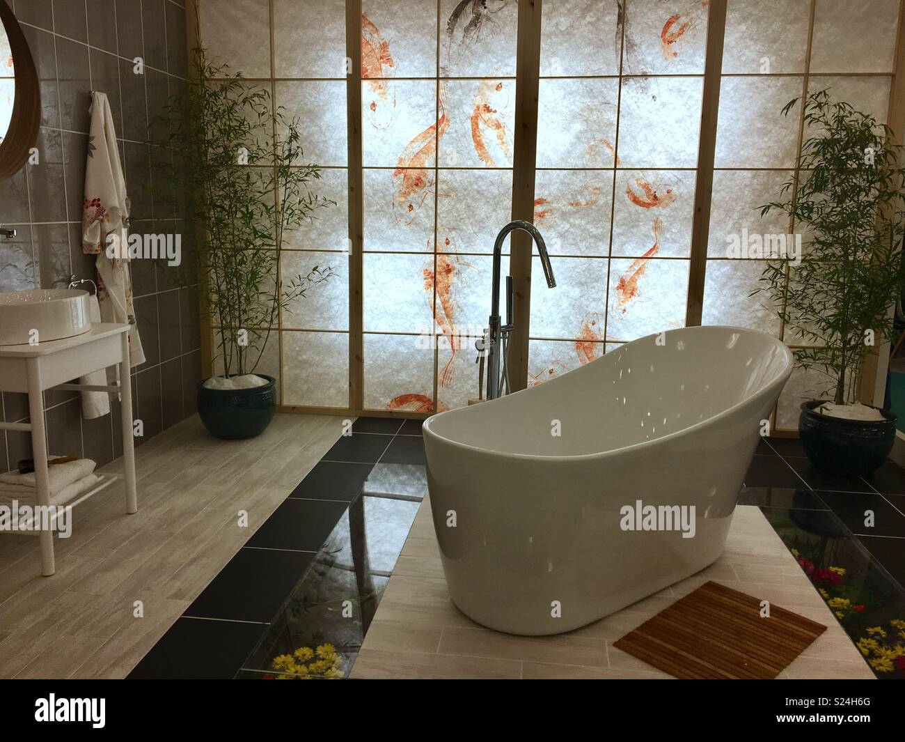 Japanese bathroom interior design inspiration Stock Photo