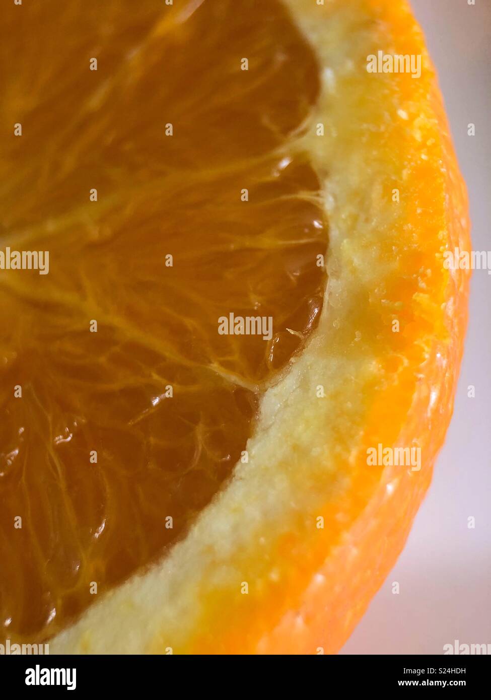 Up close of orange slice - Smartphone Captured Stock Image