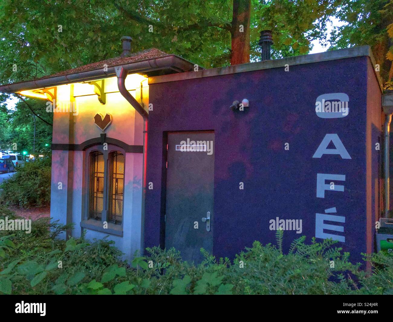 Cafe in a city park, Hamburg, Germany. - Smartphone Captured Stock Image
