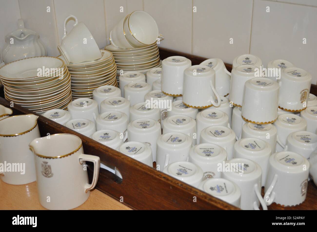 Tray of white cups - Smartphone Captured Stock Image