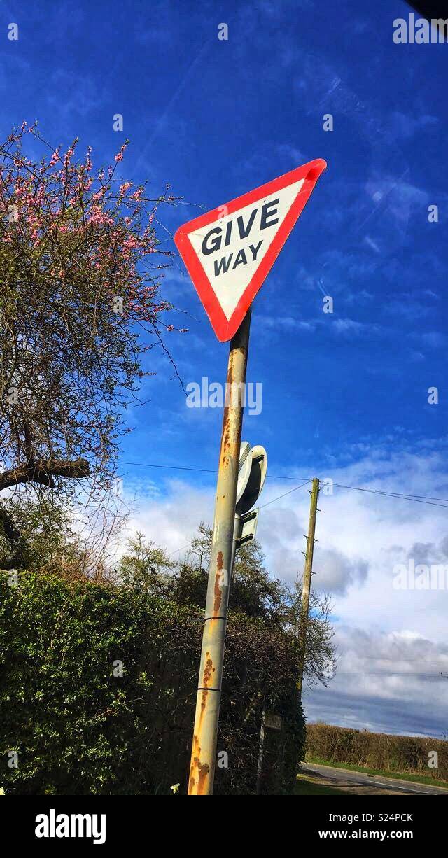A give way sign Stock Photo