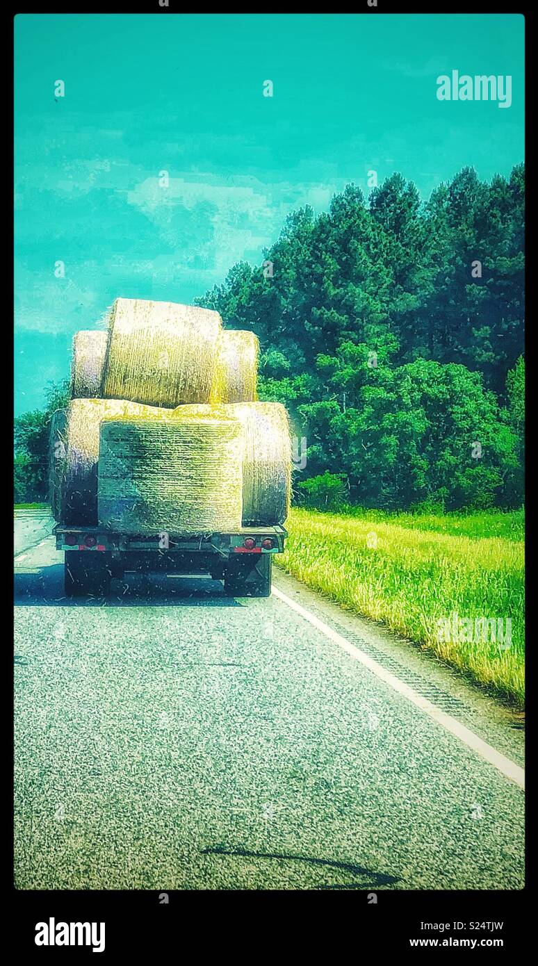 Truck load of hay Stock Photo Alamy