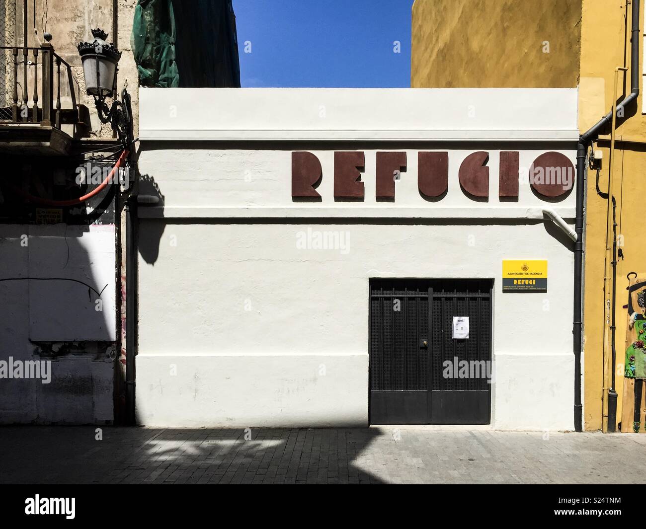 Refuge facade of the Spanish Civil War in Valencia, Spain - Smartphone Captured Stock Image