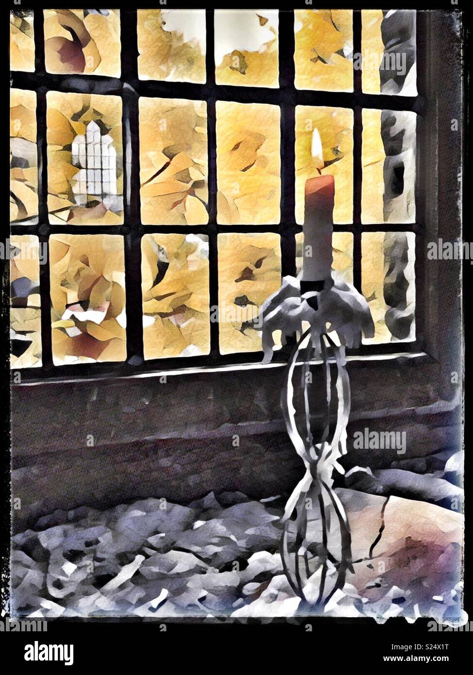 Candle in the window Stock Photo Alamy