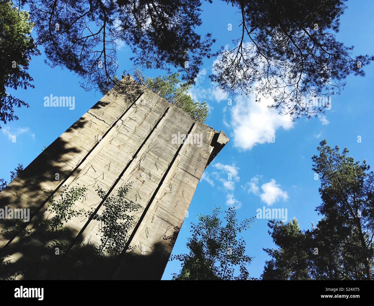 One of the so-called white houses (Weiße Häuser), a  supposed testing site for bunkers for Hitler’s Germania plans in the forest near Mirow, Germany - Smartphone Captured Stock Image