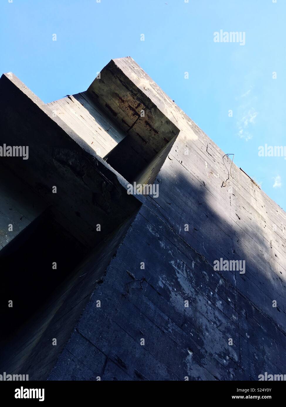 One of the so-called white houses (Weiße Häuser), a  supposed testing site for bunkers for Hitler’s Germania plans in the forest near Mirow, Germany - Smartphone Captured Stock Image