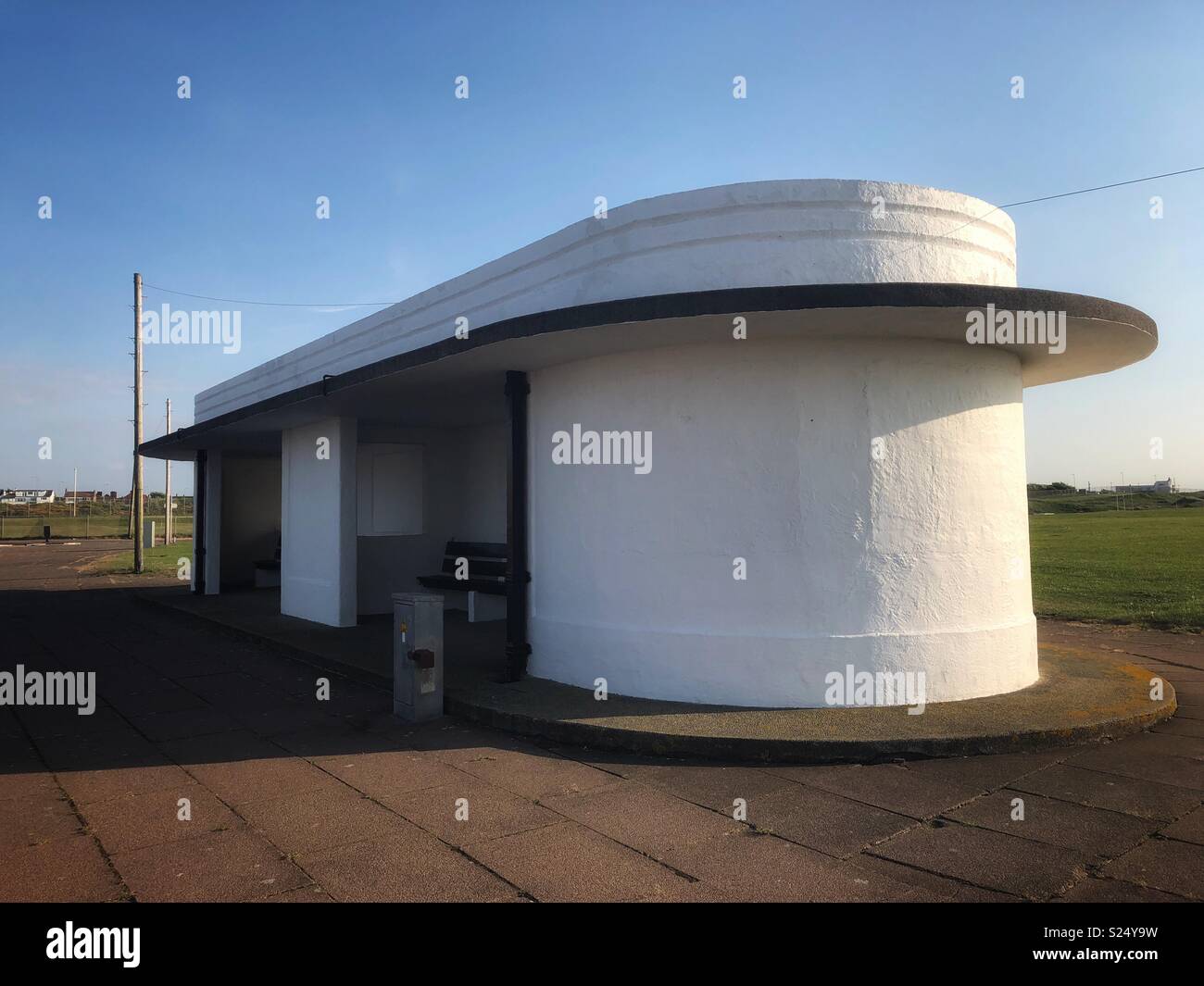 Art Deco promenade shelter, New Brighton, Wirral Stock Photo Alamy