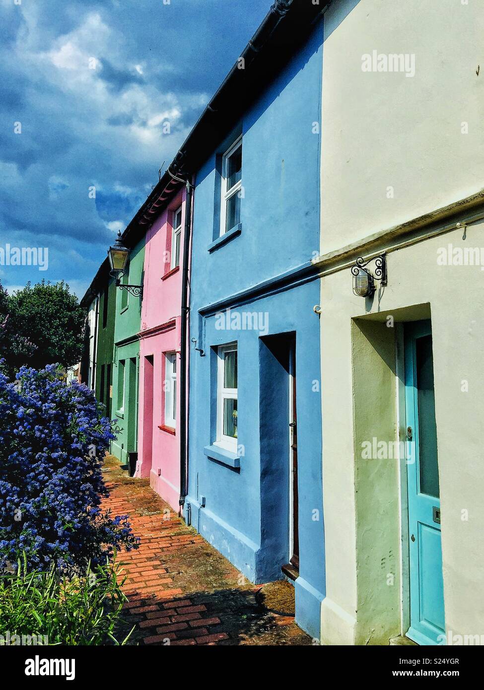 Colourful houses in Lewes, West Sussex. - Smartphone Captured Stock Image