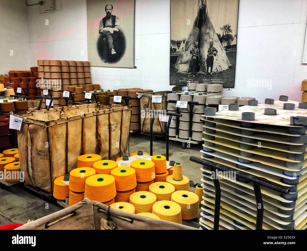 Inside the famous Pendleton woolen mil in Pendleton, Oregon Stock Photo