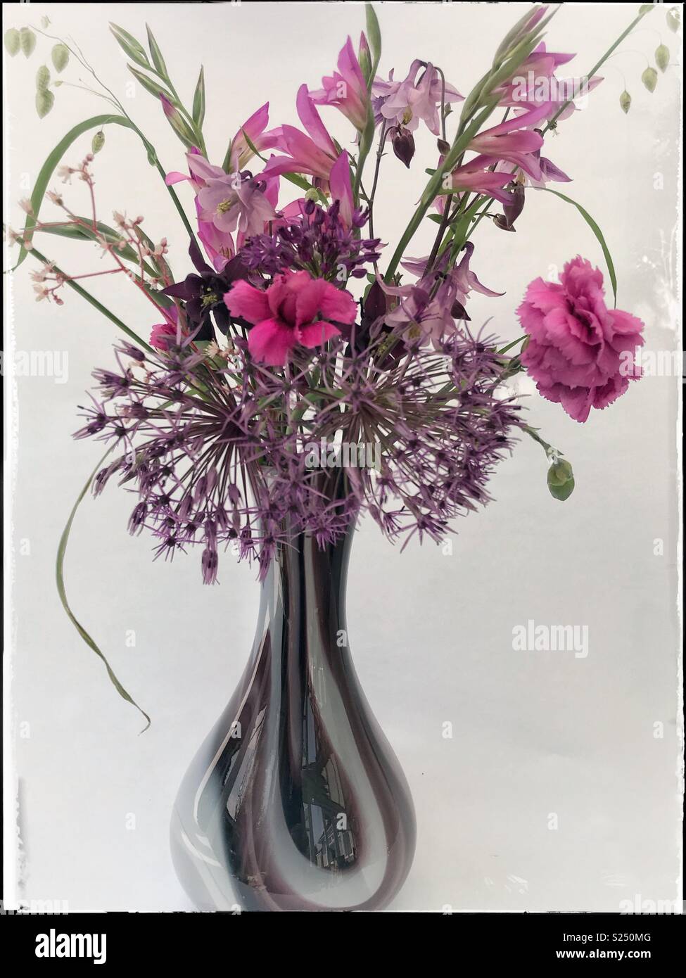 Pink flowers in vase Stock Photo Alamy