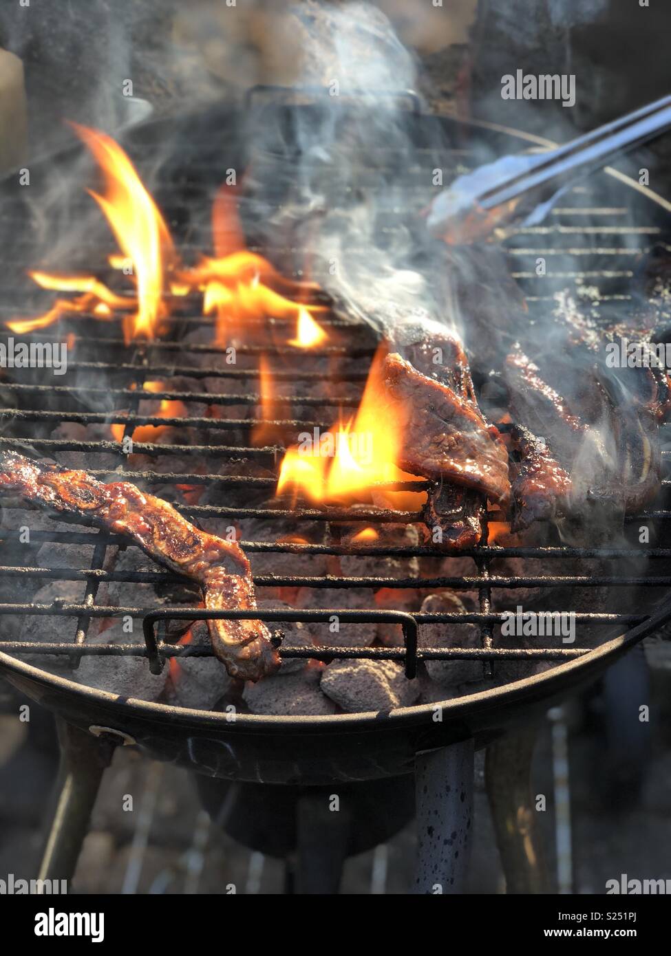 Meat on charcoal barbecue Stock Photo Alamy