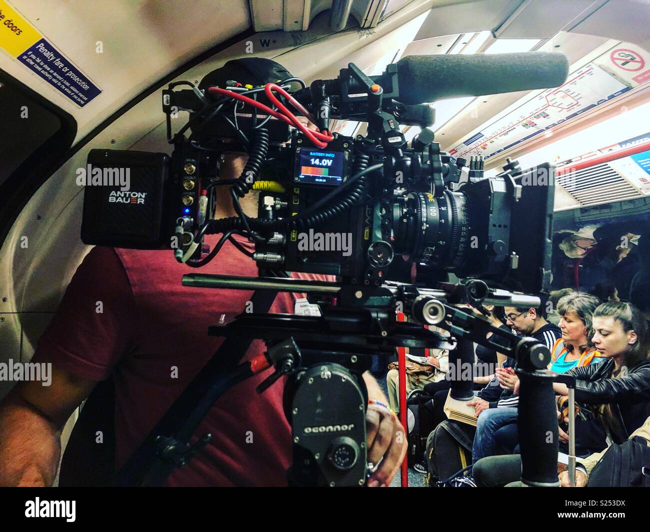 Filming on the London Underground Stock Photo