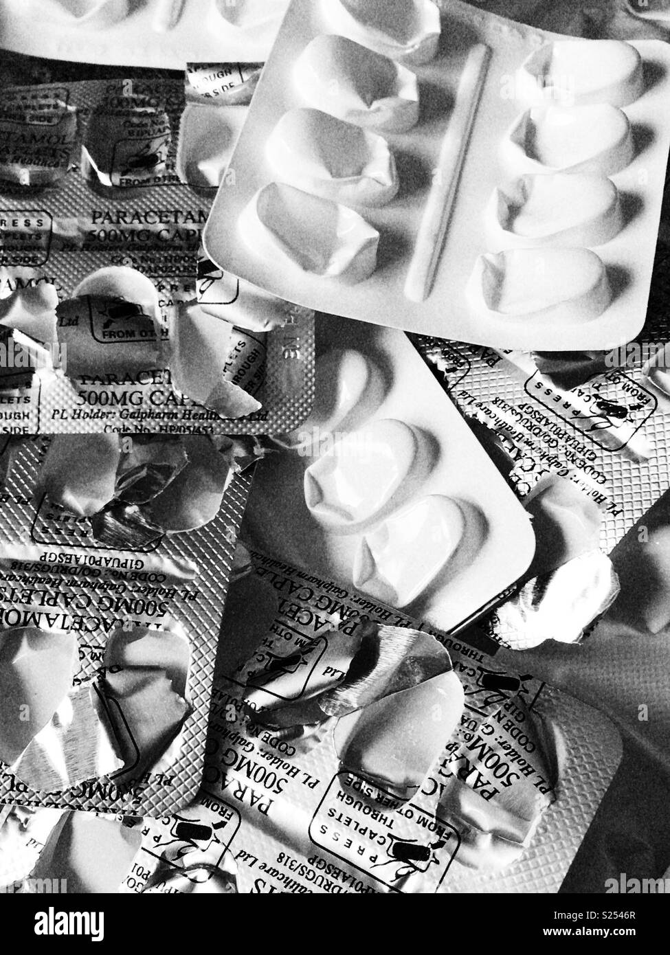 Empty packets of paracetamol Stock Photo