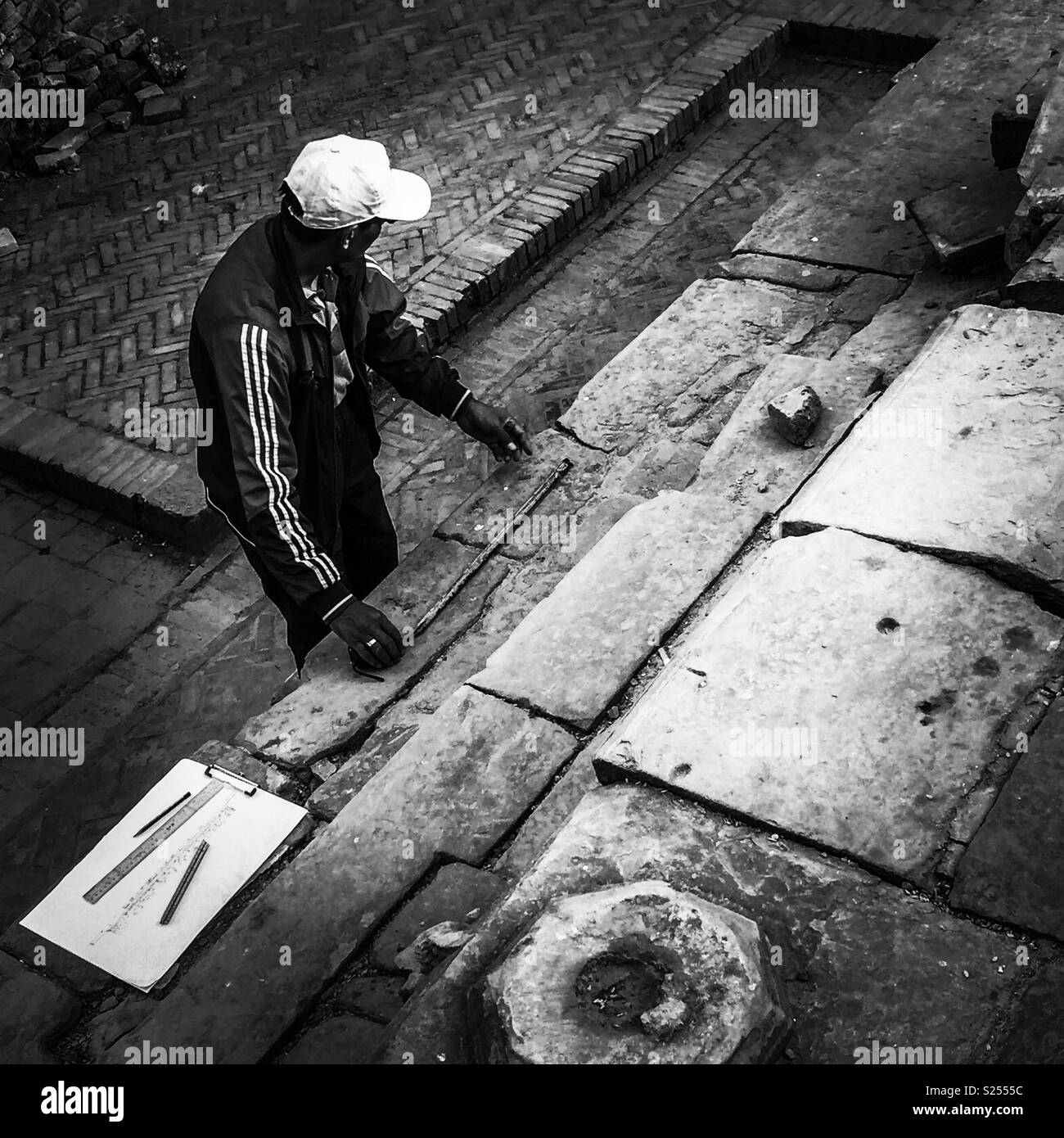 Rebuilding Durbar Square, Bhaktapur, Nepal - Smartphone Captured Stock Image