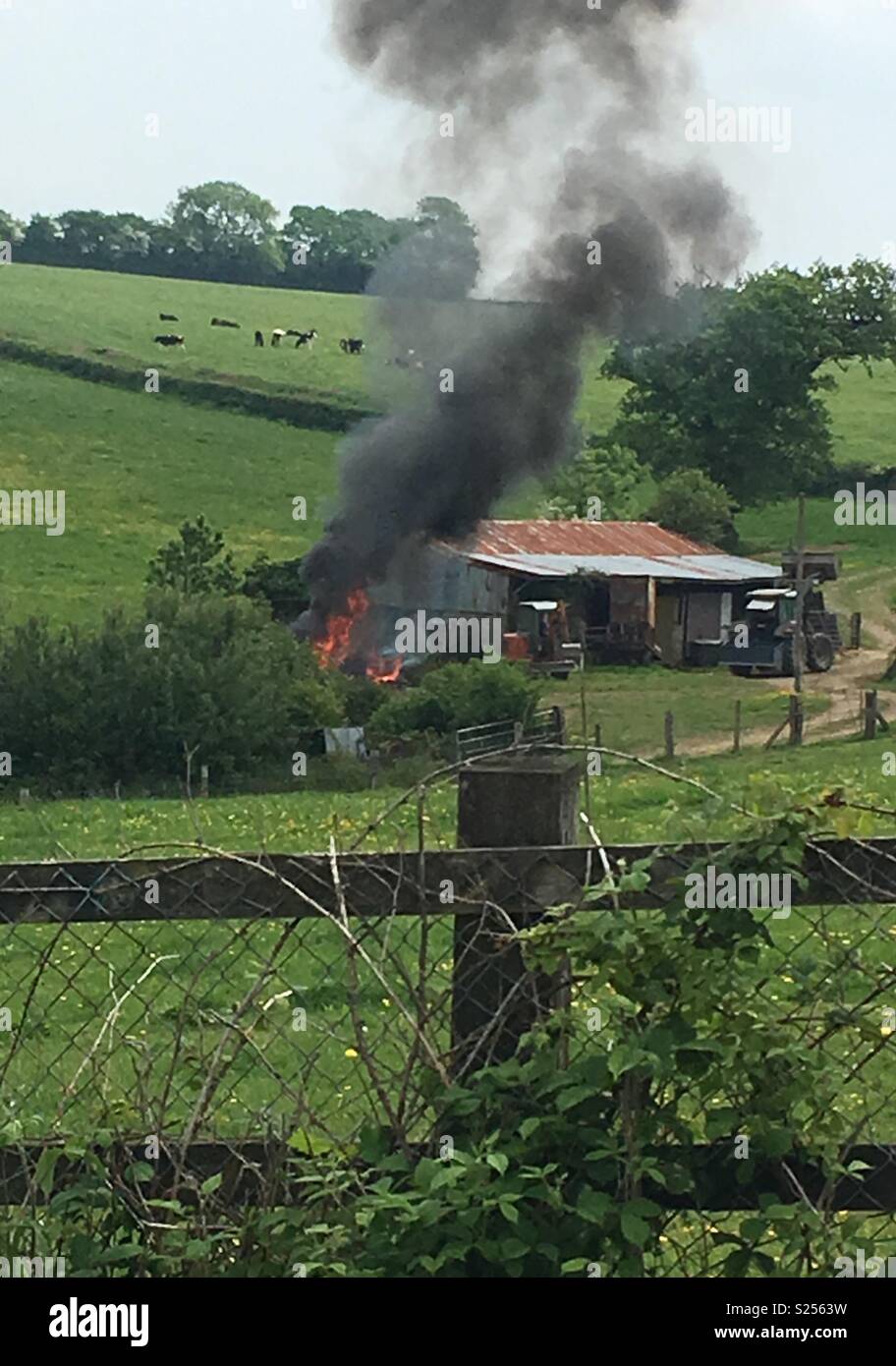 Burning rubbish on the farm Stock Photo Alamy