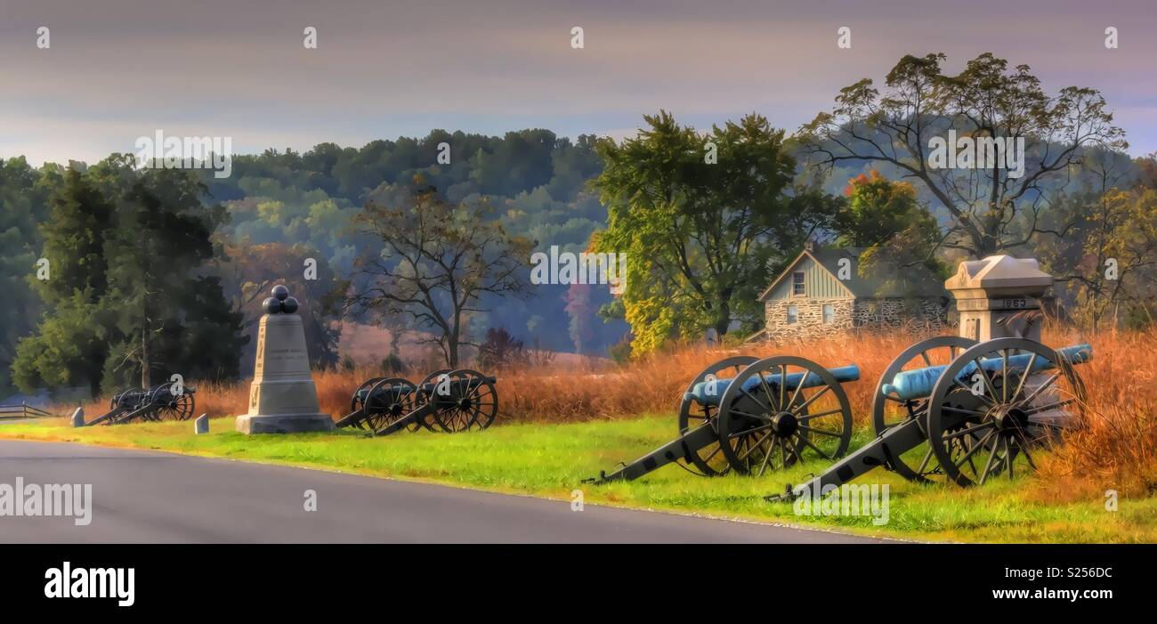 Union Artillery Positions, Cemetery Ridge, Gettysburg National Military Park - Smartphone Captured Stock Image