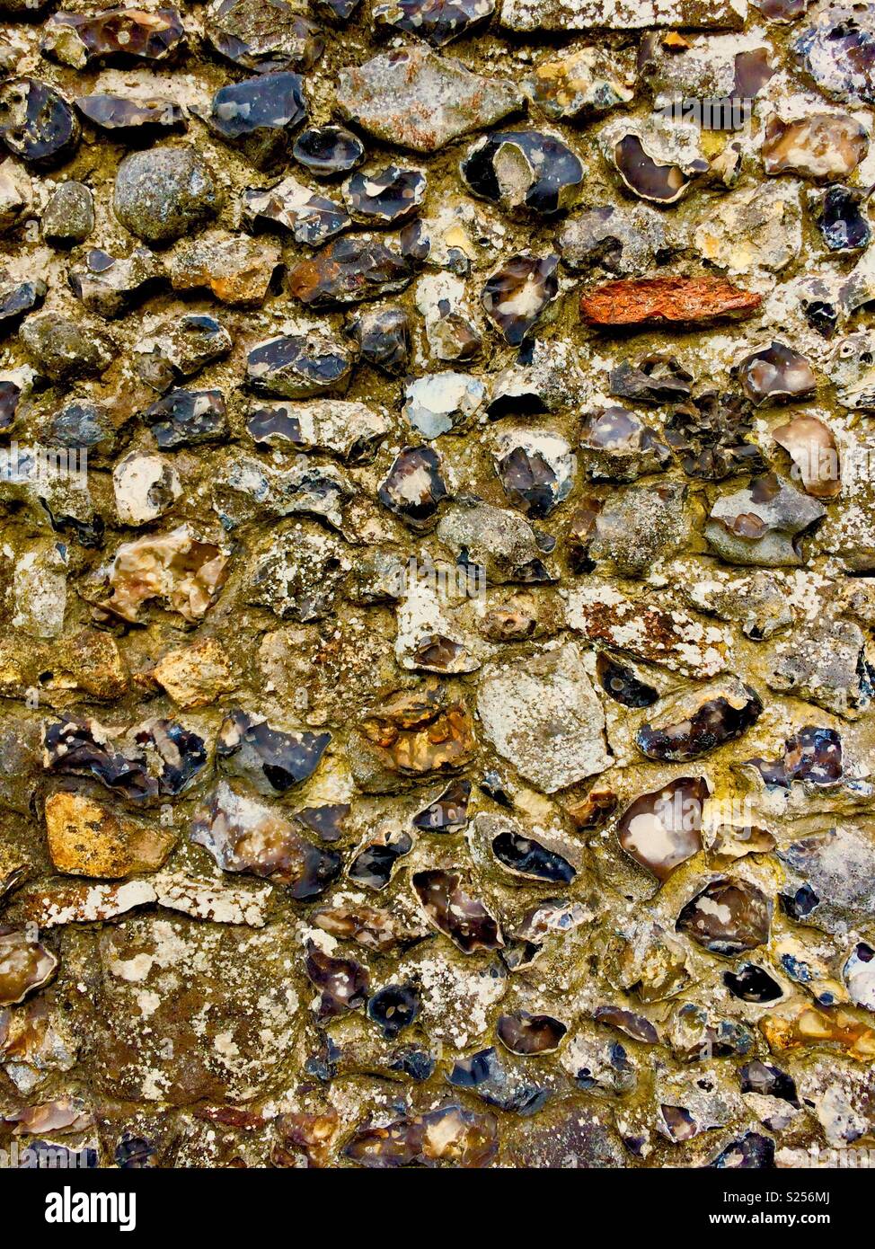 Very old flint wall Stock Photo Alamy