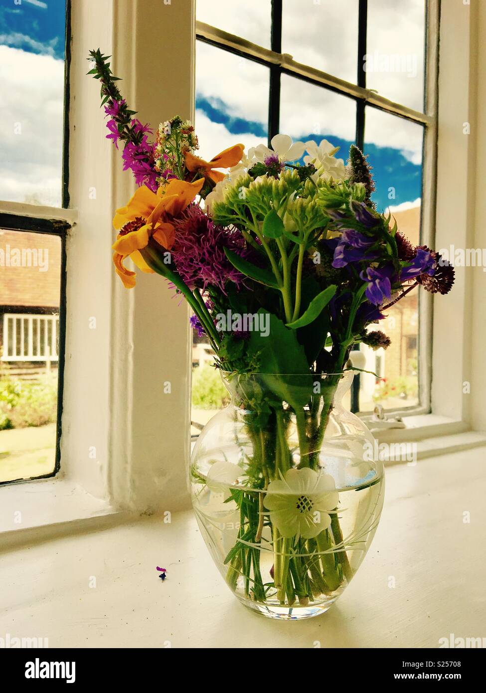 Summer Flowers in the Window Stock Photo Alamy