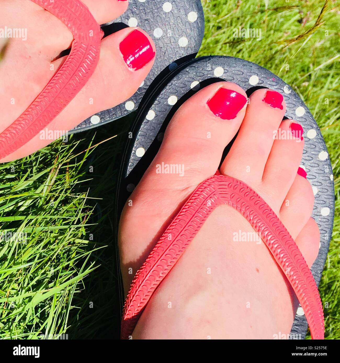 Scottish summer flip flops. Stock Photo