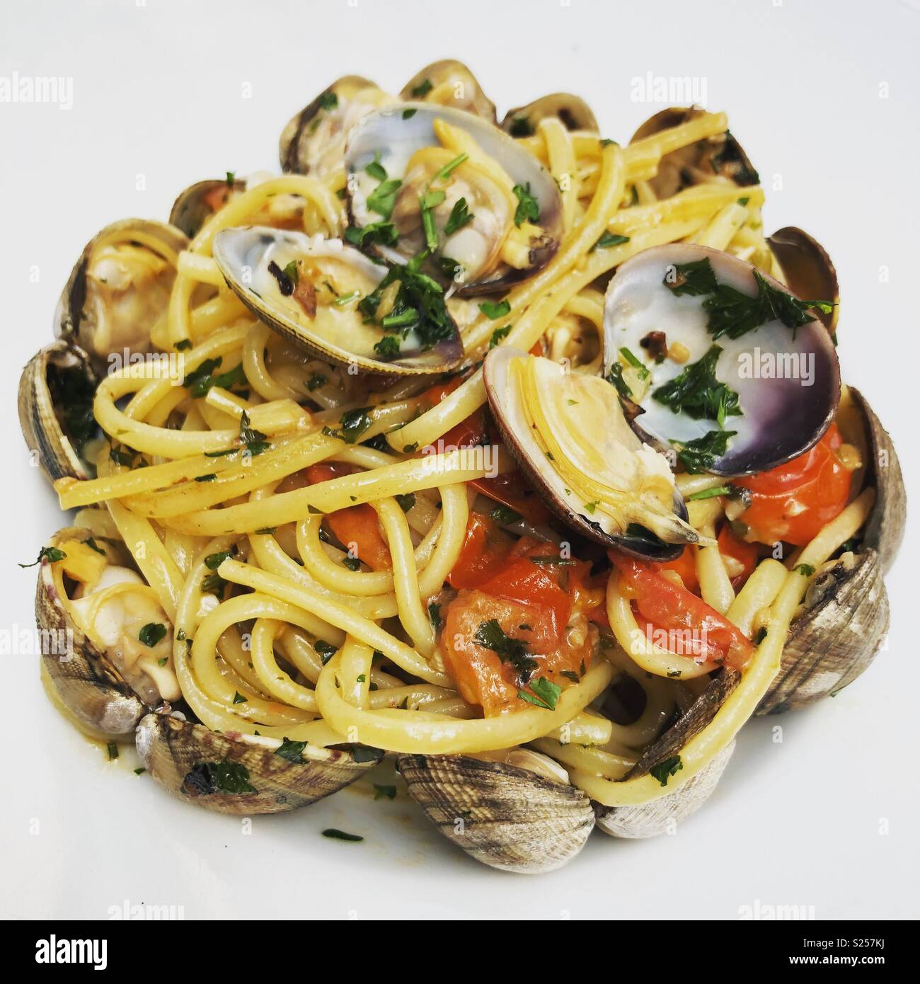 Linguine alle vongole - Smartphone Captured Stock Image