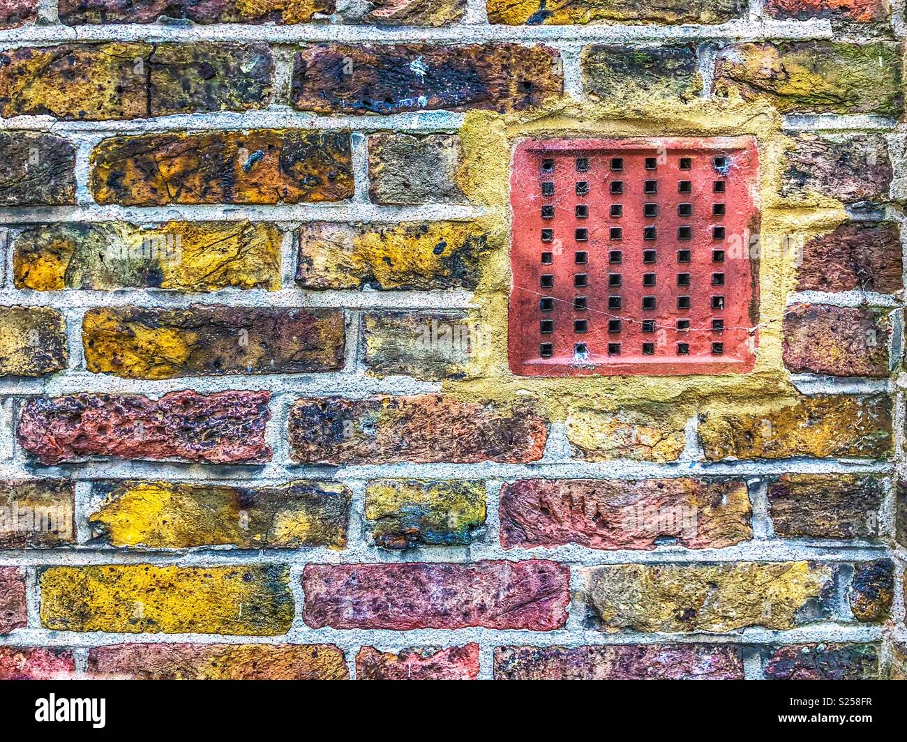 Another brick in the wall. Victorian brick wall in London. Stock Photo