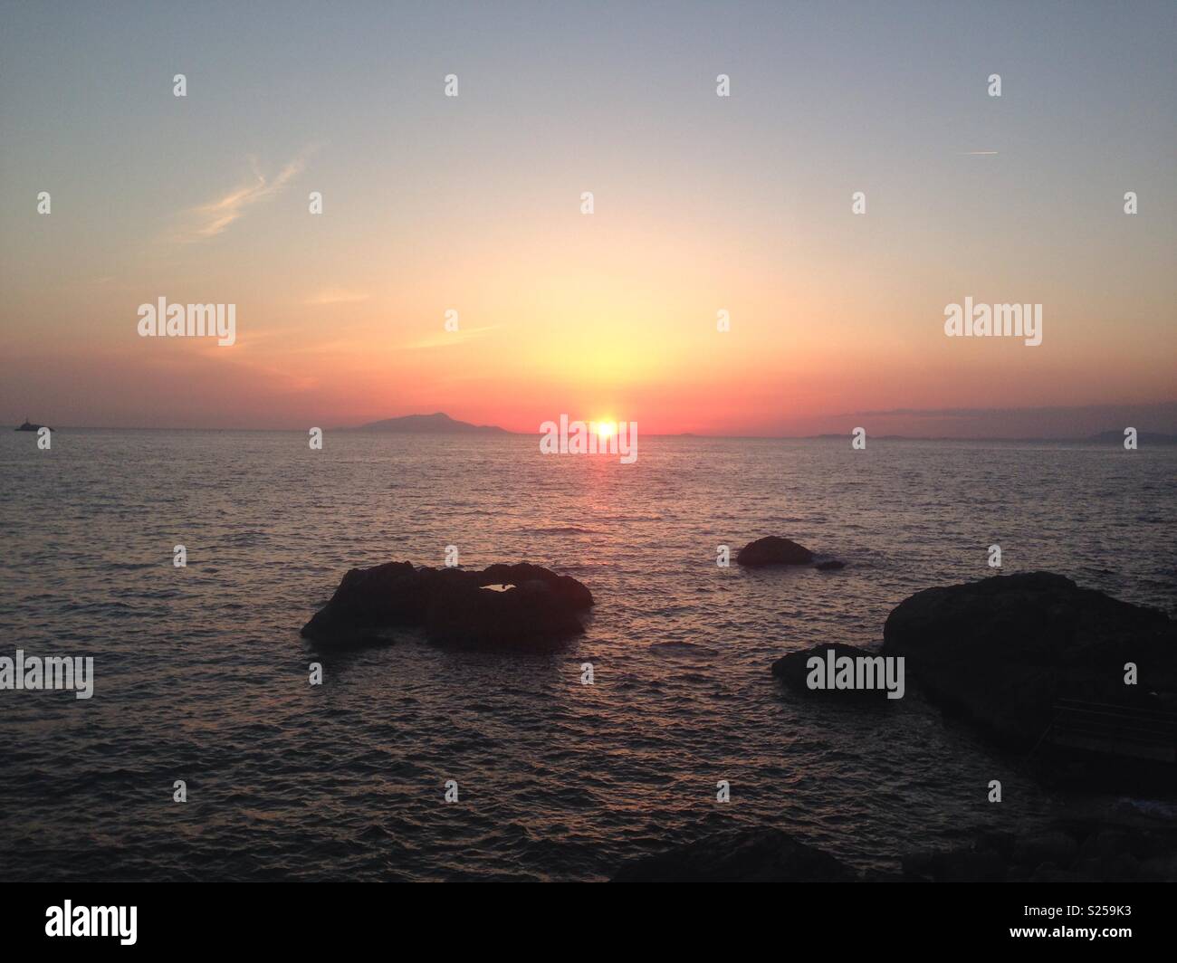 Sunset on the Amalfi Coast Stock Photo - Alamy