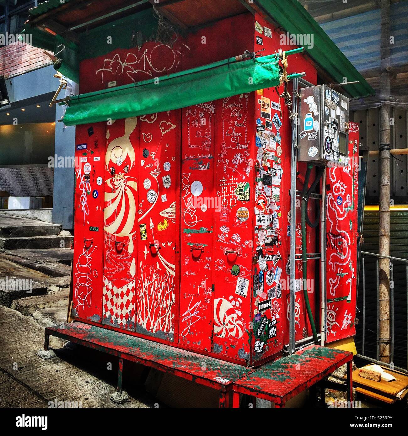 A demountable retail stall in Elgin Street, Soho, Central, Hong Kong Island Stock Photo