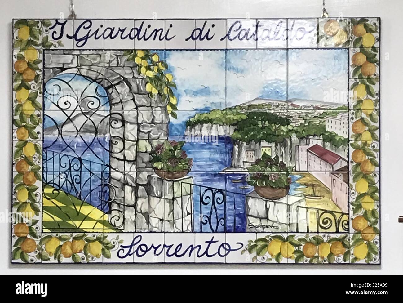 Artwork at a limoncello factory in Sorrento, Italy. - Smartphone Captured Stock Image