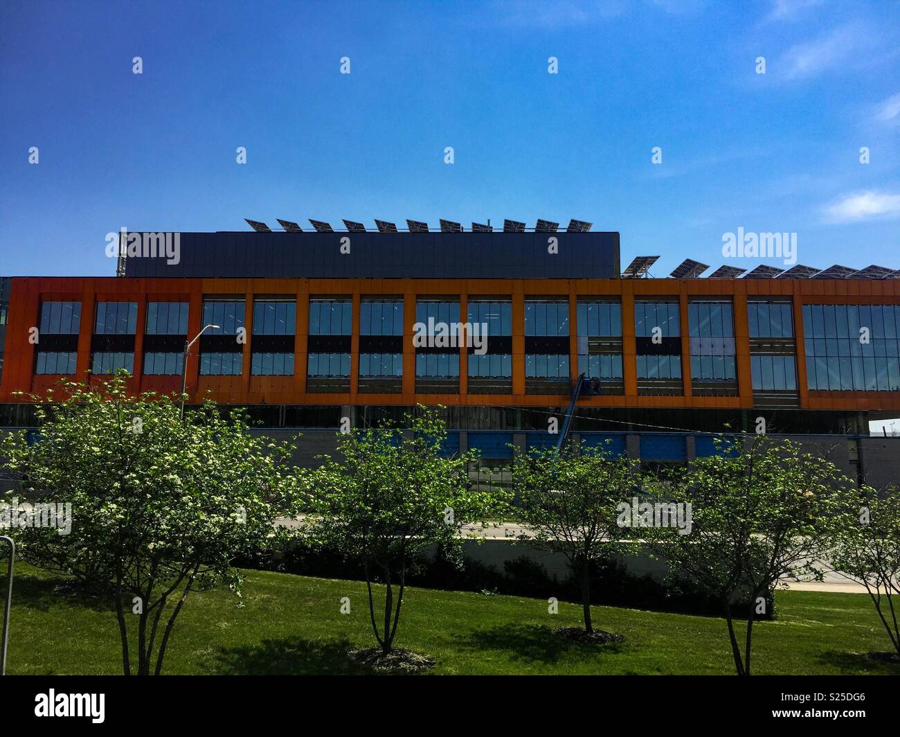 Image showcasing Green LEED building with solar panels Stock Photo - Alamy