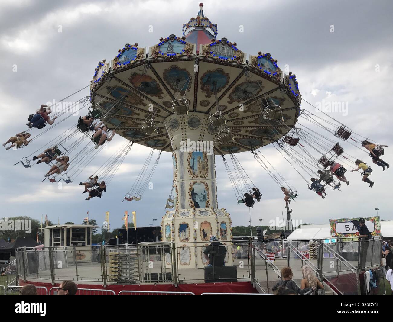 Fairground high swings retro Stock Photo Alamy