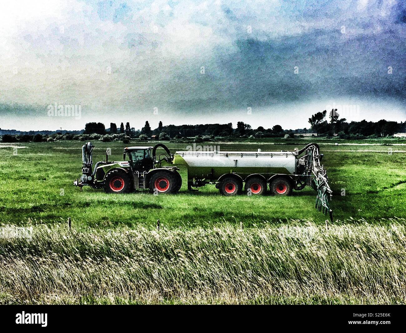 Claas liquid sprayer, Shingle Street, Suffolk, England. - Smartphone Captured Stock Image