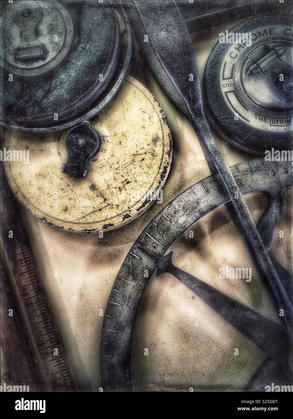 Antique measuring instruments - Smartphone Captured Stock Image