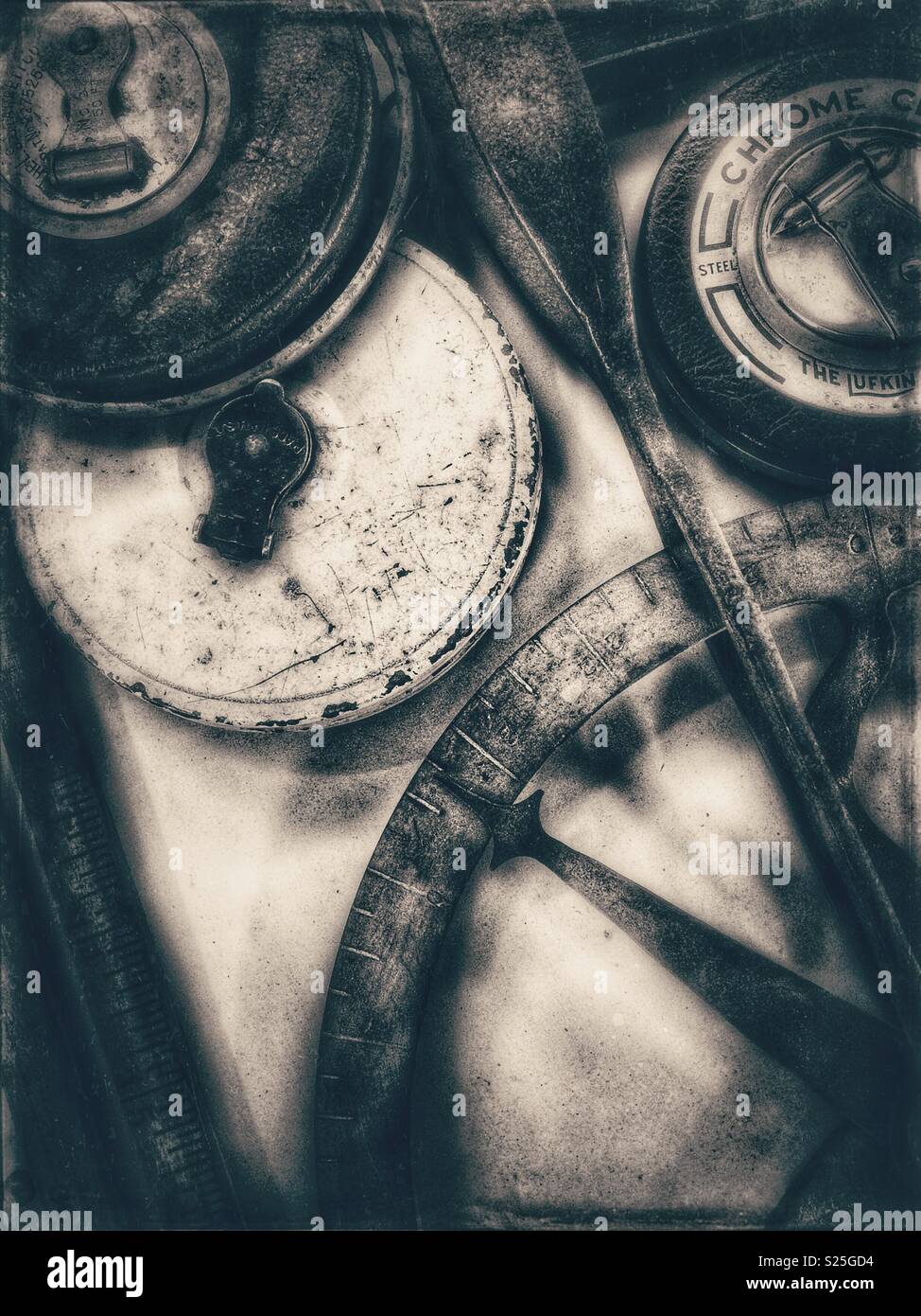 Antique measuring instruments - Smartphone Captured Stock Image