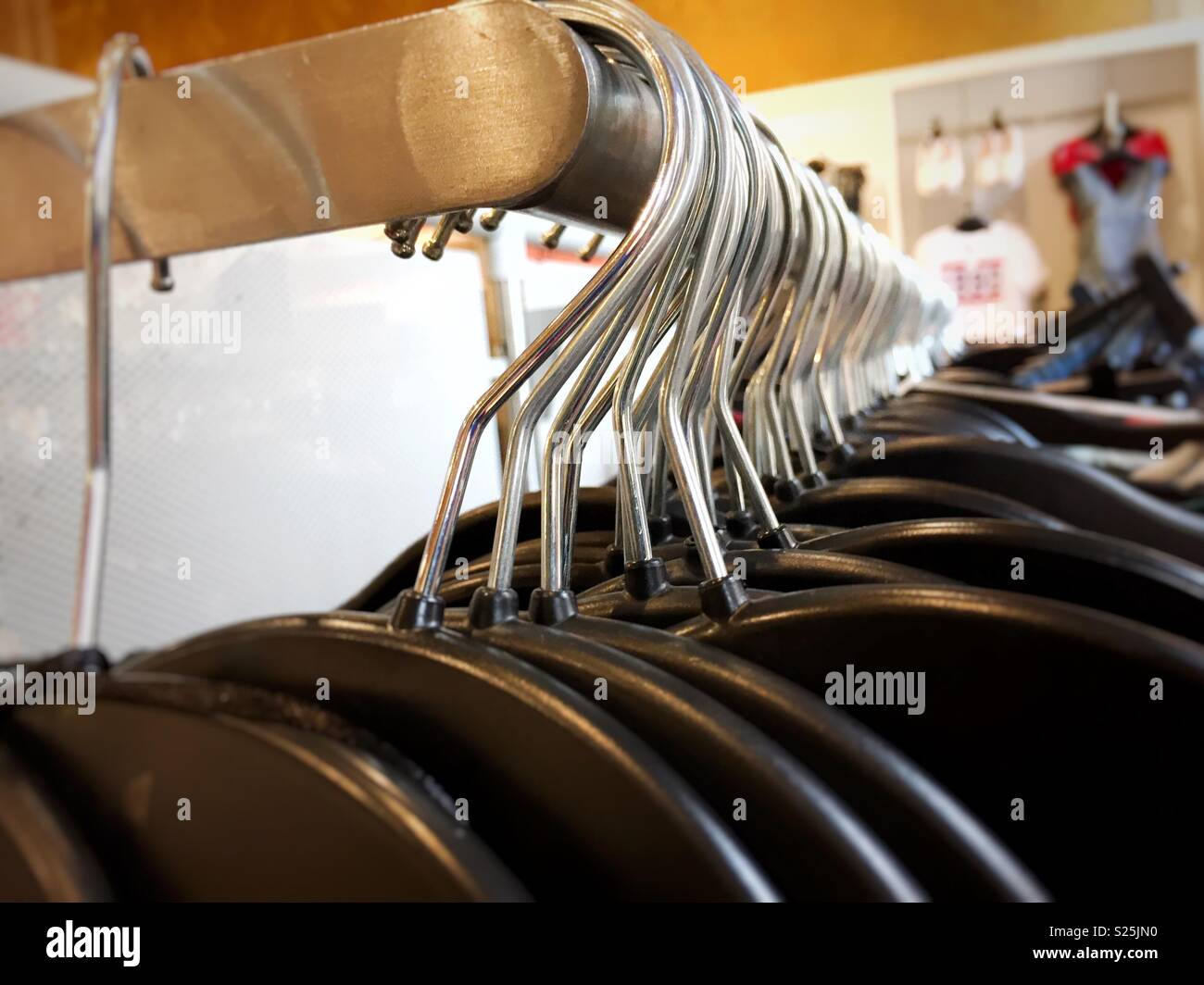close-up view of a group of clothes hanger hooks - Smartphone Captured Stock Image