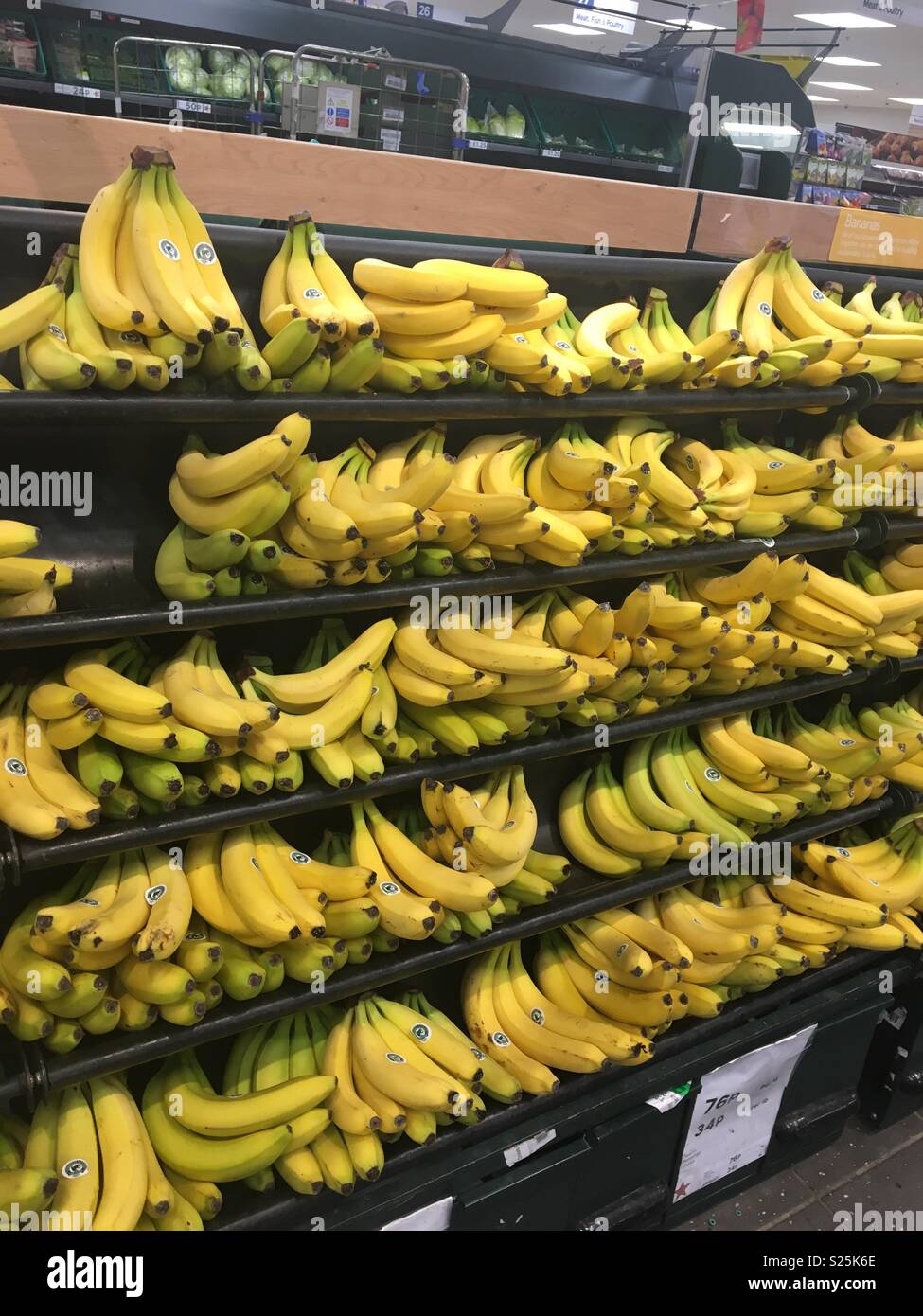 Bananas on display in a supermarket Stock Photo Alamy