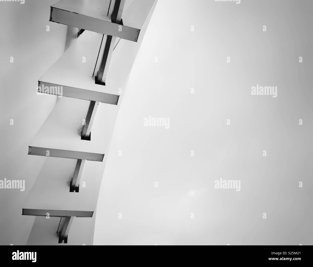 Minimal architectural structure in Italy. Black and white shot - Smartphone Captured Stock Image