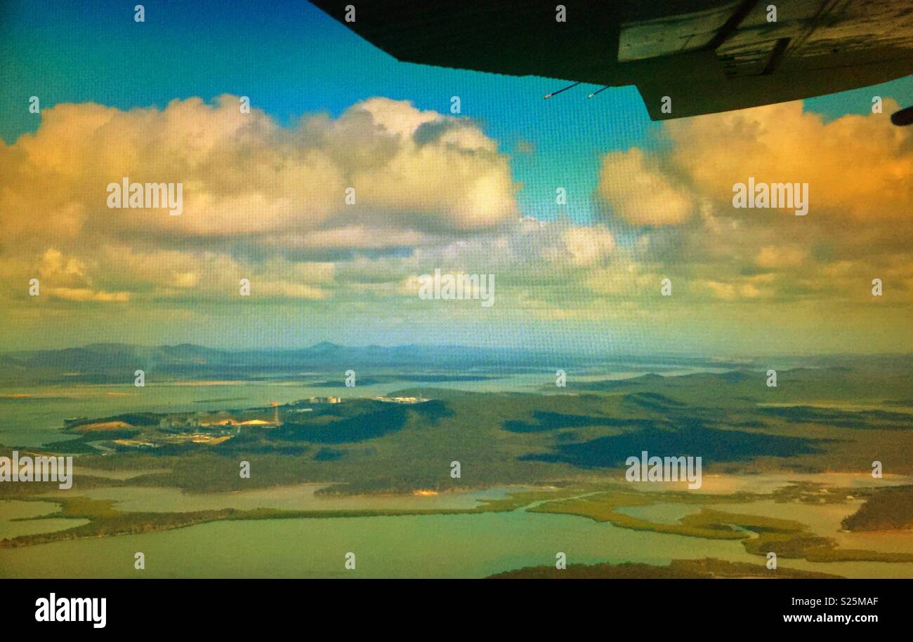 View of Gladstone , Queensland, Australia, from the air en route to the