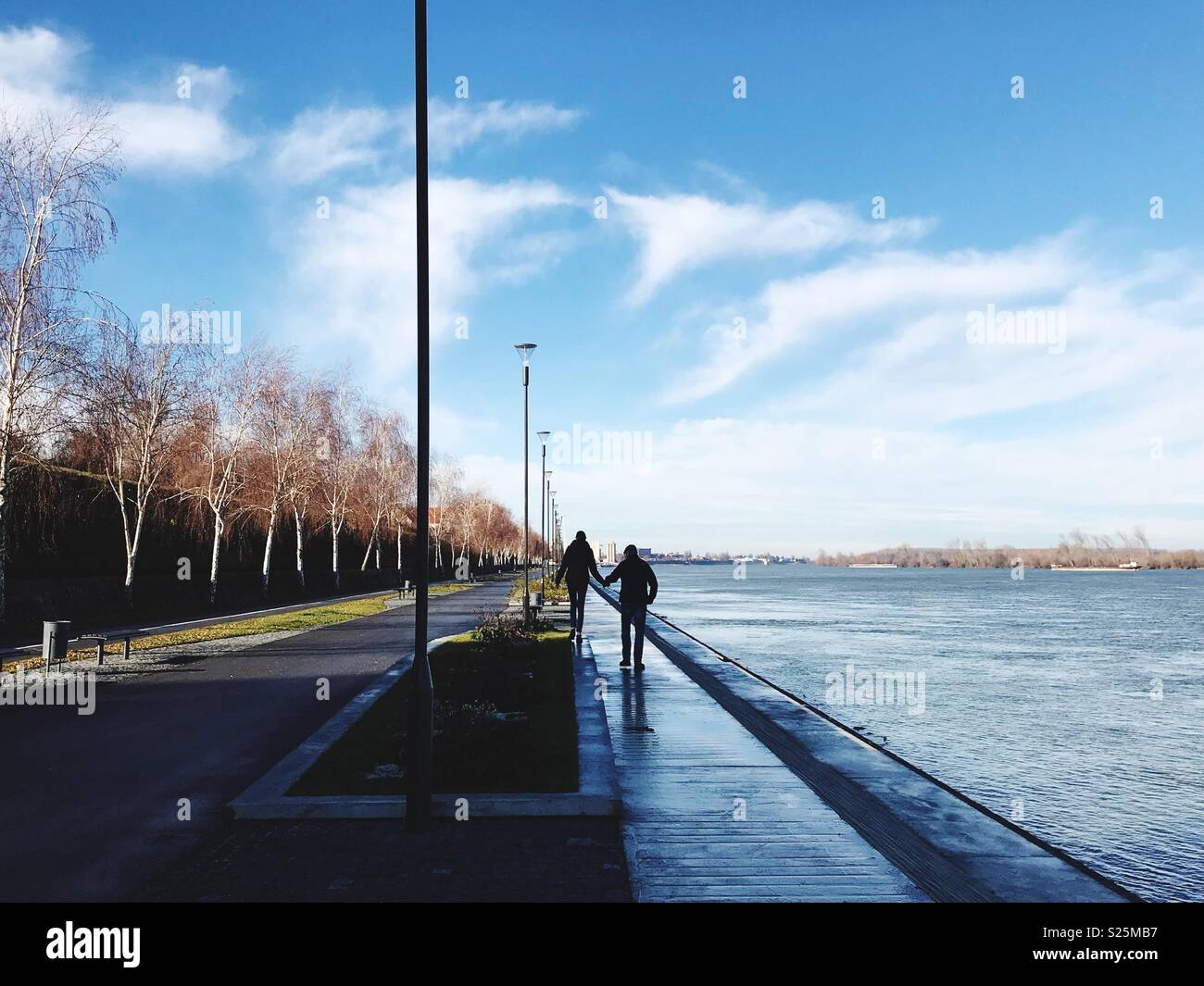 Walk next to Riverside, Vukovar, Croatia January 2018 Stock Photo