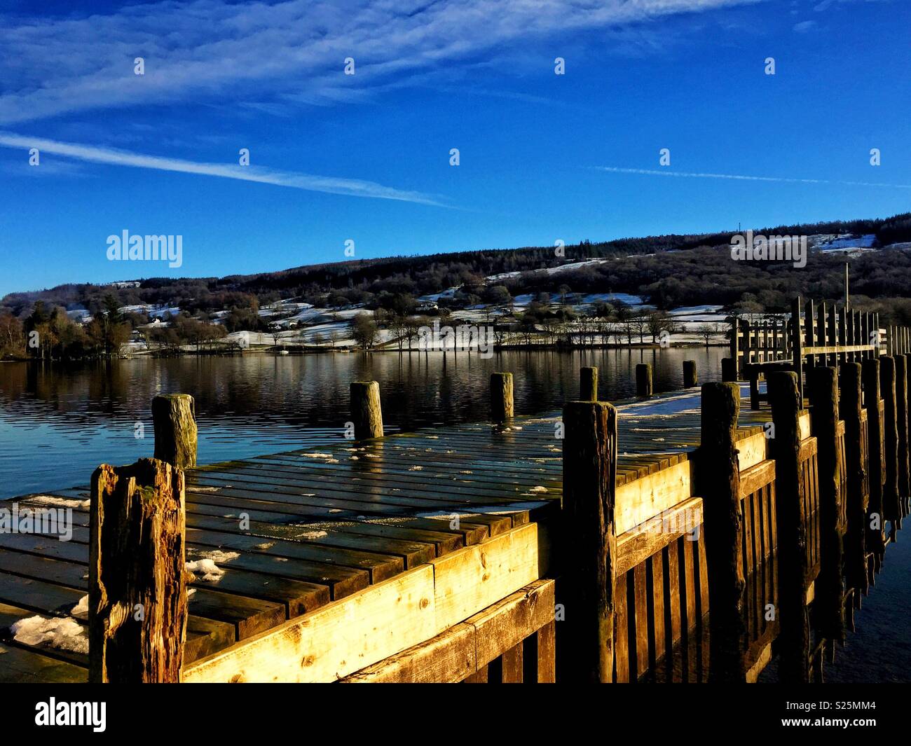 Pier on Coniston Lake Cumbria home of Bluebird place of the water speed