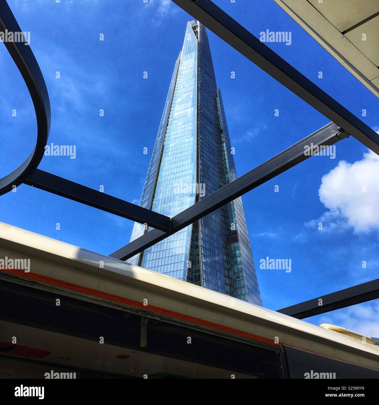 The Shard skyscraper photographed from London Bridge railway station in London, England - Smartphone Captured Stock Image