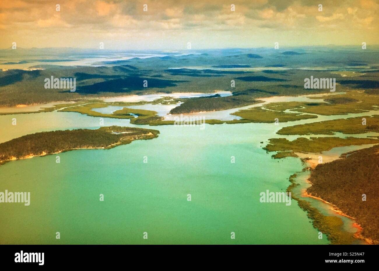 View of Gladstone , Queensland, Australia, from the air en route to the