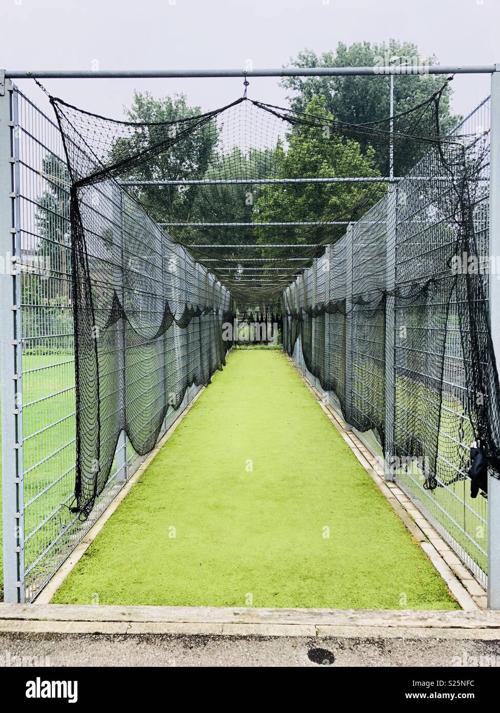 Cricket practise nets Stock Photo