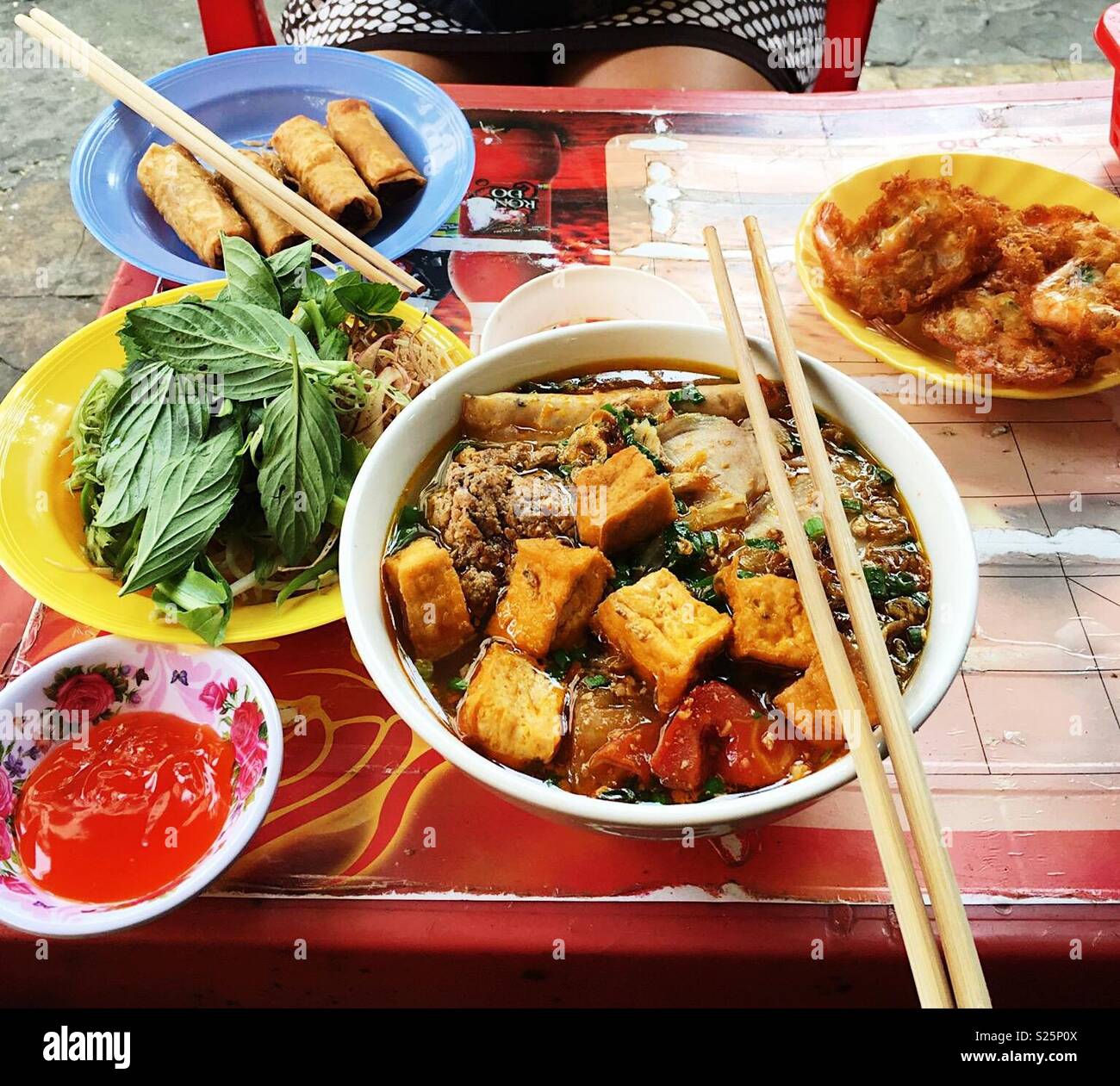 Soup at the lunch lady in Saigon Stock Photo Alamy