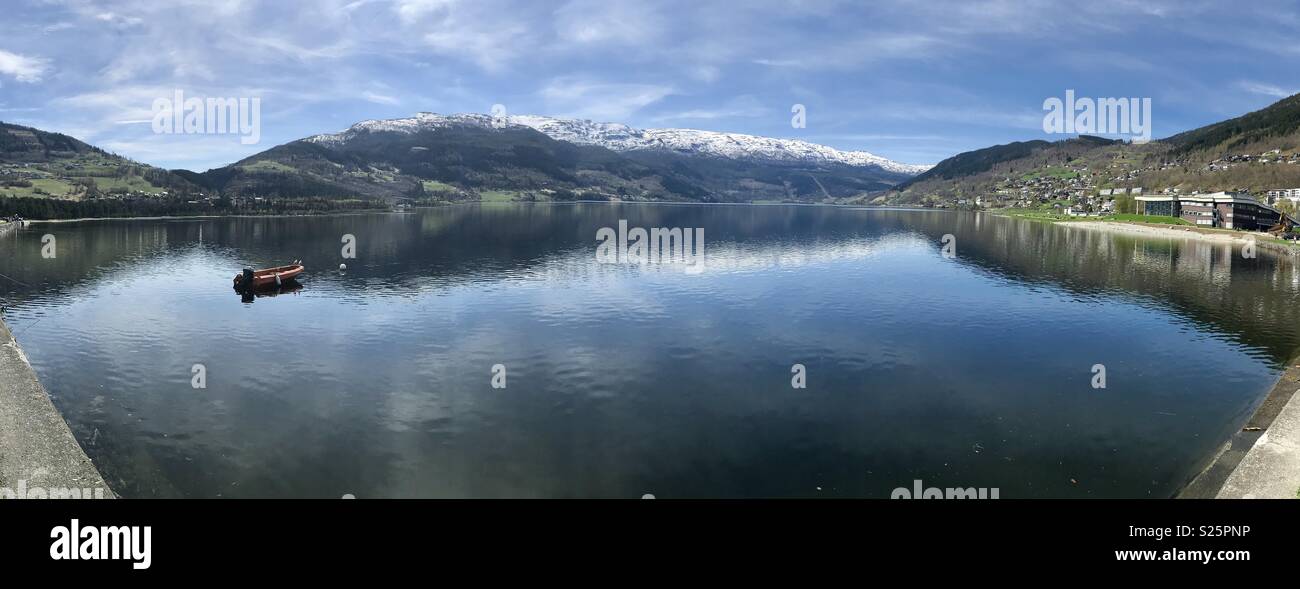Stunning lake & mountain scenery in Voss, Norway - Smartphone Captured Stock Image